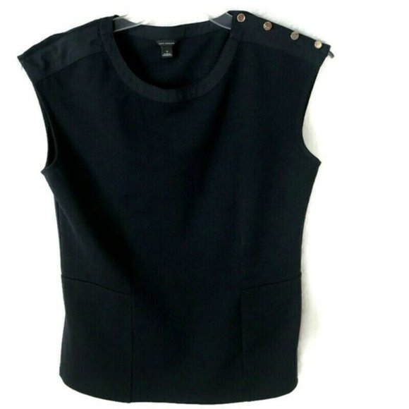 CLOSING SALE Stretch Navy Top w/ Button Detail - Picture 1 of 5